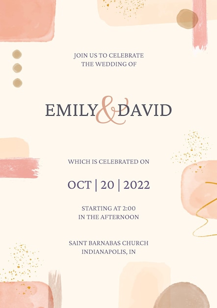 Free vector abstract watercolor wedding invitation template