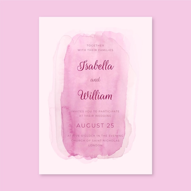 Free vector abstract watercolor wedding invitation template