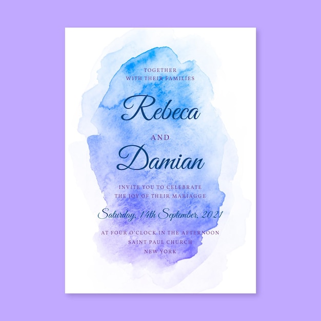 Abstract watercolor wedding invitation template