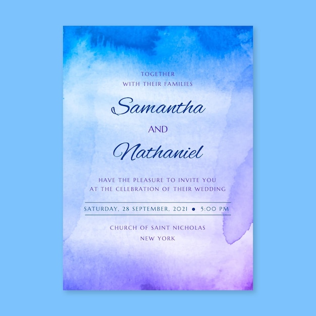 Abstract watercolor wedding invitation template