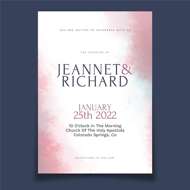 Abstract watercolor wedding invitation template