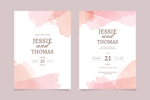 Abstract watercolor wedding invitation template