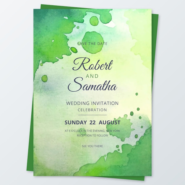 Abstract watercolor wedding invitation template