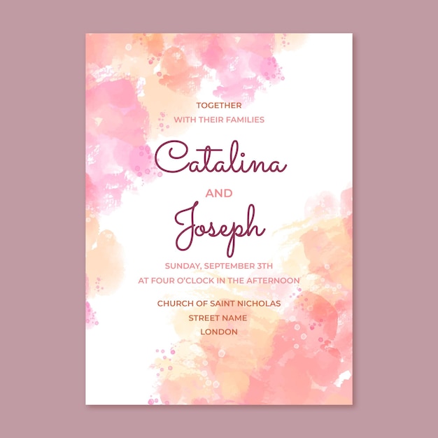 Free vector abstract watercolor wedding invitation