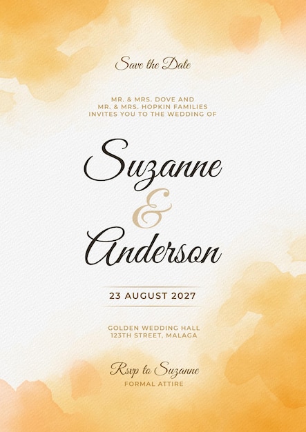 Free vector abstract watercolor wedding invitation