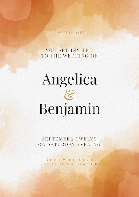 Abstract watercolor wedding invitation