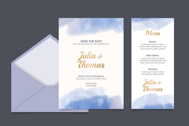 Abstract watercolor wedding invitation