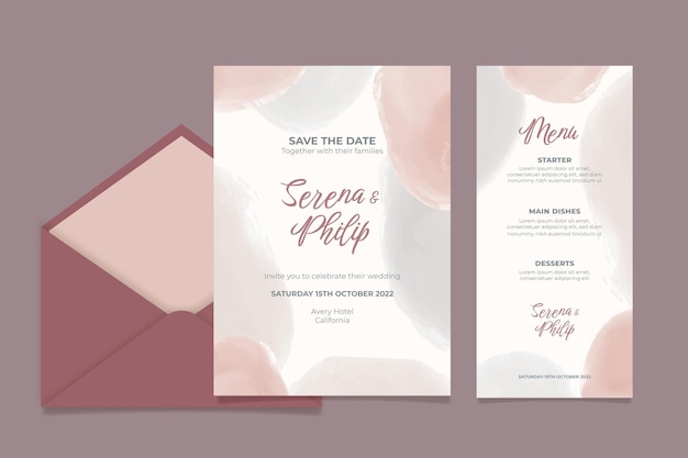 Free vector abstract watercolor wedding invitation