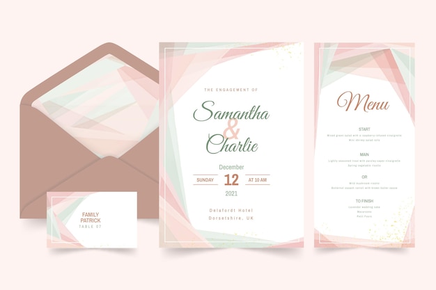 Abstract watercolor wedding stationery