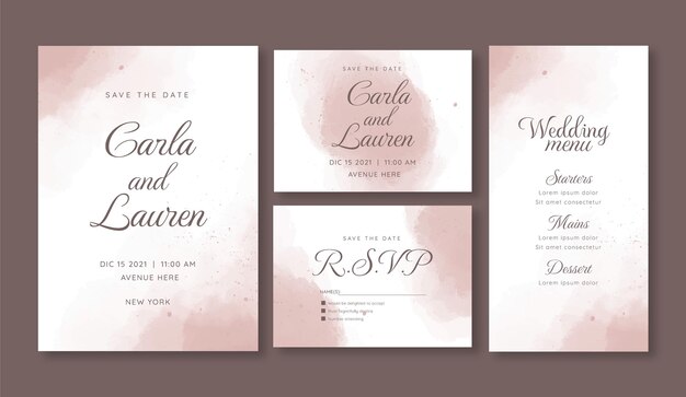Abstract watercolor wedding stationery