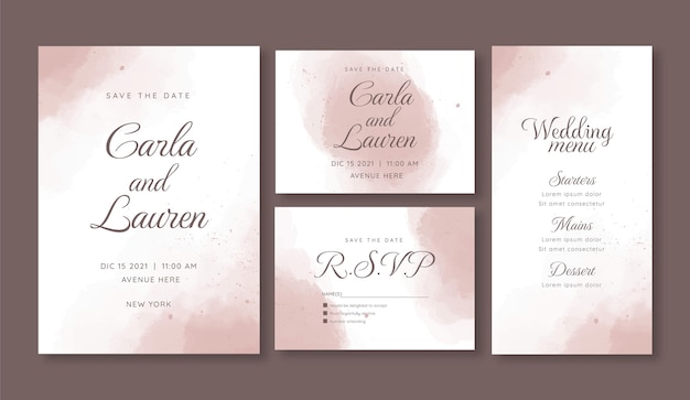 Abstract watercolor wedding stationery