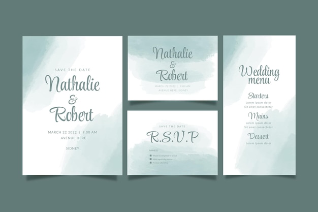 Abstract watercolor wedding stationery