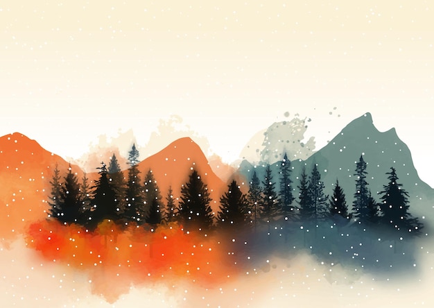 Free vector abstract watercolour winter landscape background design