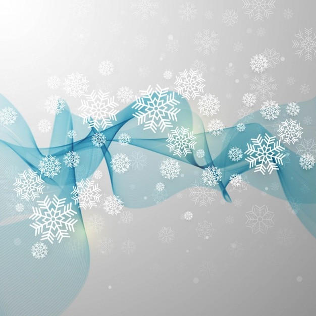 Abstract wave background with snowflakes