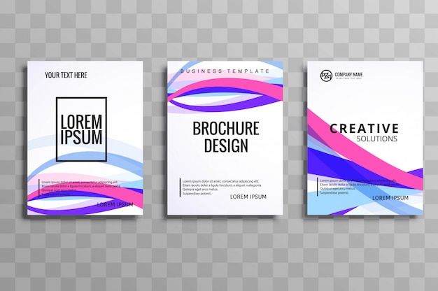 Abstract wave colorful buisness brochure template set