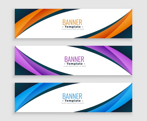 Abstract wave curve business web banners set