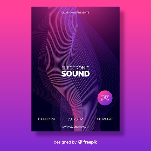 Free vector abstract wave electronic music poster template