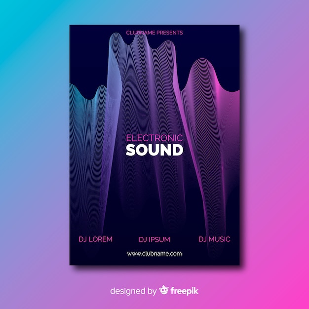 Abstract wave electronic music poster template