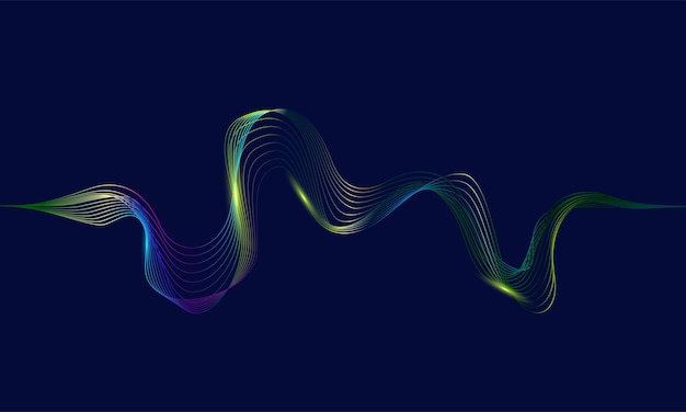 Vettore gratuito linee d'onda astratte luce colorata che scorre dinamica