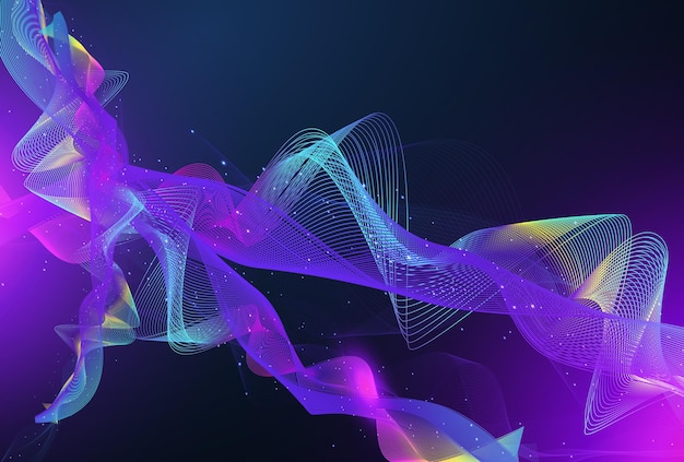 Free vector abstract wave lines dynamic flowing colorful light