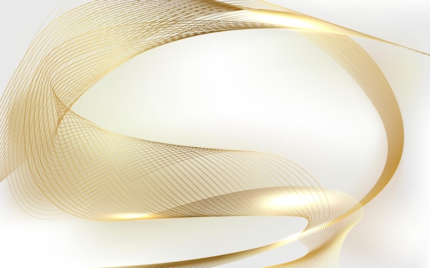 Abstract wave lines gold color isolated on white background