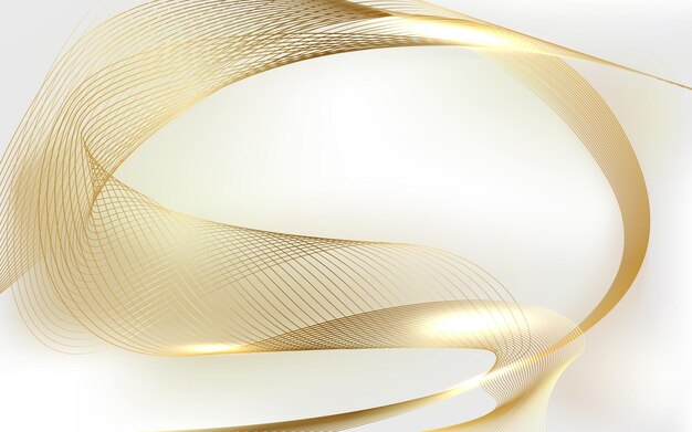 Abstract wave lines gold color isolated on white background