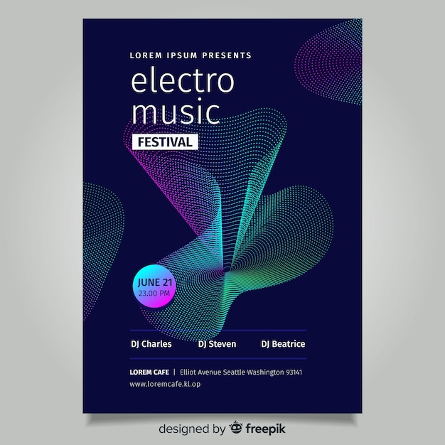 Abstract wave music poster template