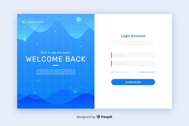 Abstract waves log-in landing page