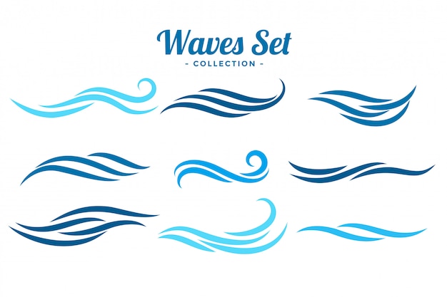 9つの抽象的な波のロゴのコンセプトセット