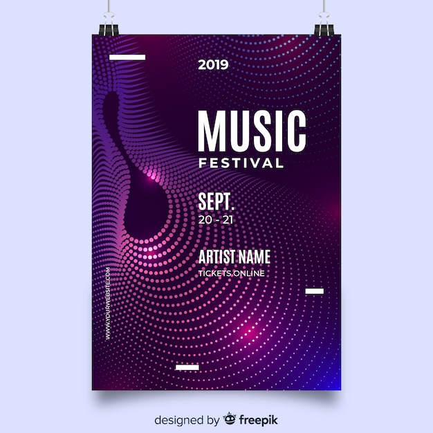 Free vector abstract waves music poster template