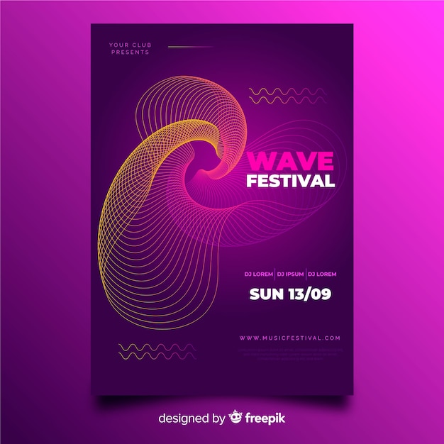 Abstract waves music poster template