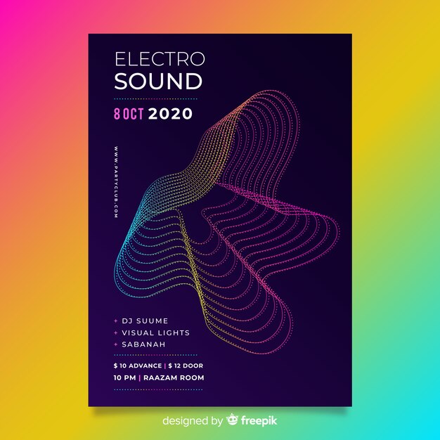 Free vector abstract waves music poster template