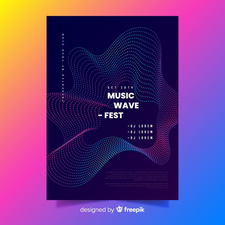 Free Vector abstract waves music poster template