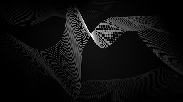 Abstract wavy background digital technology futuristic vector line design