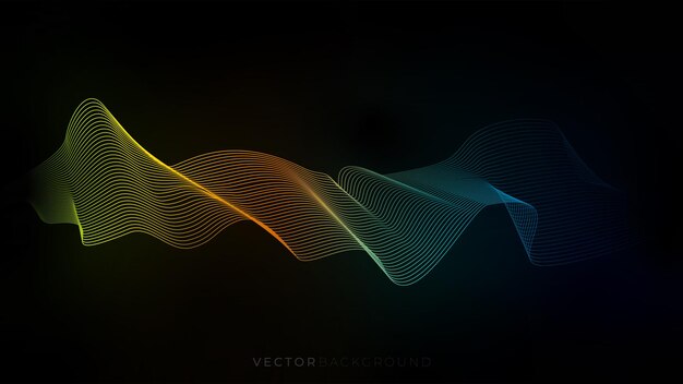 Abstract wavy background digital technology futuristic vector line design