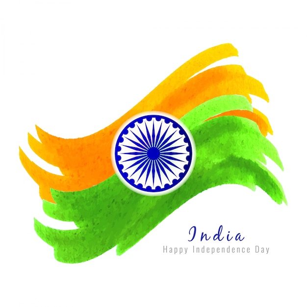 초록 물결 모양의 인도 독립 기념일 디자인