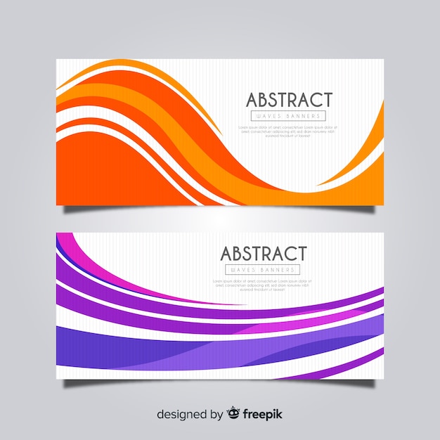 Free vector abstract wavy shape banner set