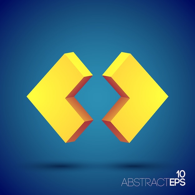 Abstract web concept with two orange 3d geometric shapes isolated