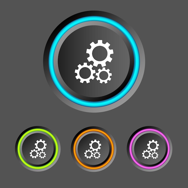 Abstract web infographics with round buttons colorful rings and gears icons