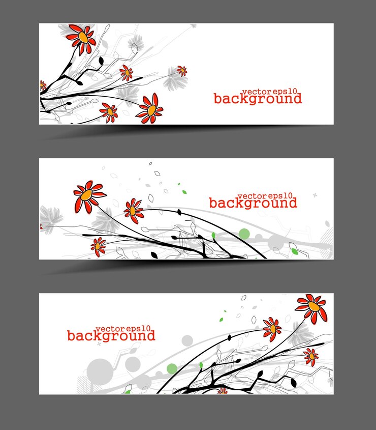 Free Vector abstract web spring floral web headers
