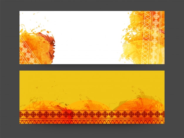  Abstract website header or banner set with watercolor brush stroke. 