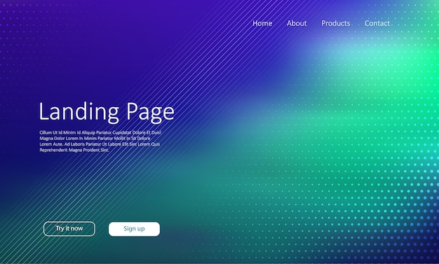 Abstract website landing page with halftone dots design