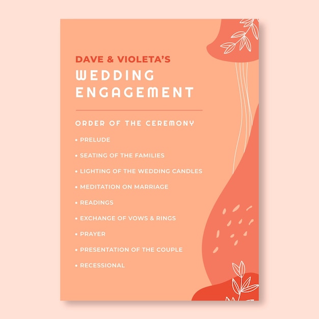 Free vector abstract wedding program invitation