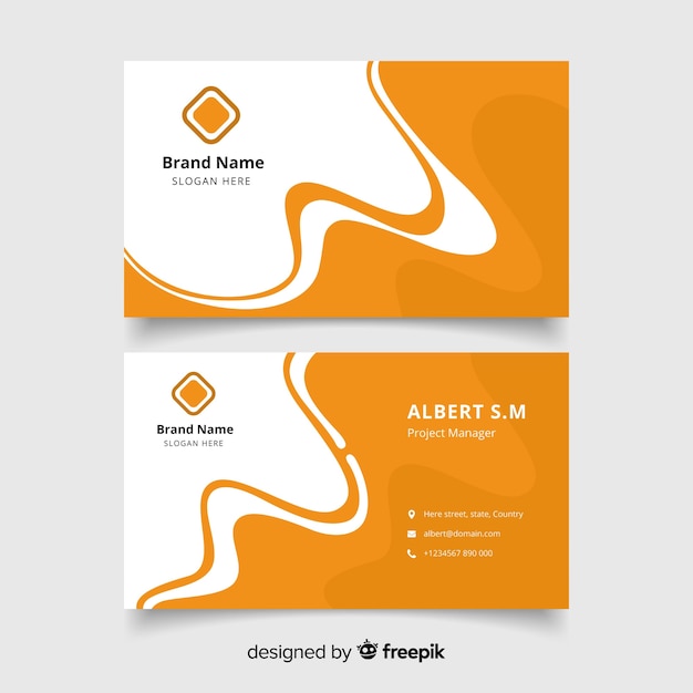 Abstract white and orange visiting card with logo 