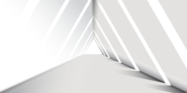 Abstract white  triangle corridor background