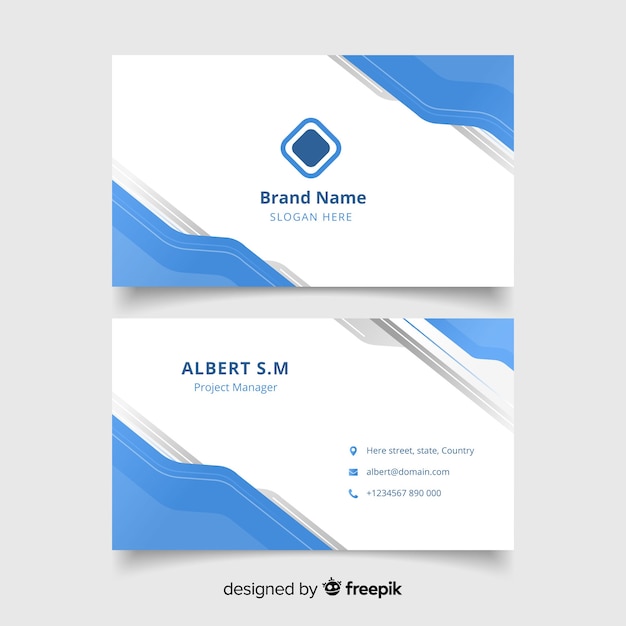 Free vector abstract white visiting card with logo and blue shapes template