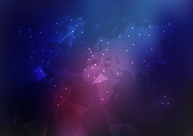 Abstract world map background with connecting lines and dots