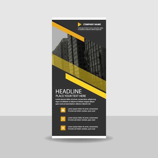 Abstract yellow commercial roll up banner