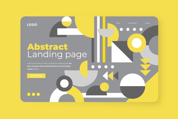 Free Vector abstract yellow and gray landing page