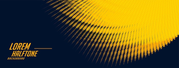 Free vector abstract yellow halftone banner on black background